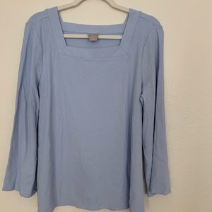 Chicos light blue blouse with square neck